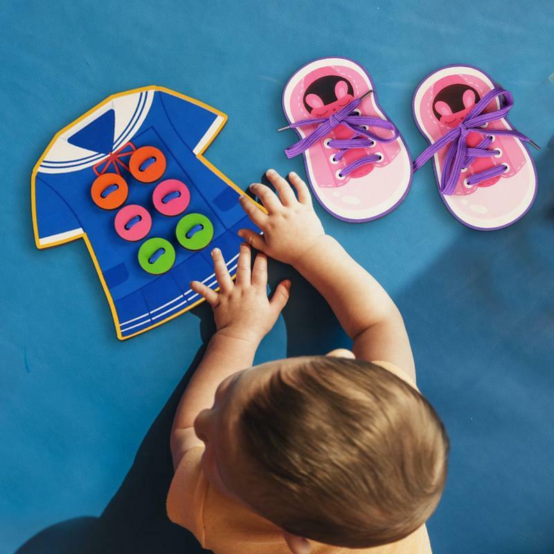 Scarpa allacciatura pratica giocattolo allacciatura giocattoli Montessori impara a bottone e legare apprendimento precoce abilità di vita di base giocattolo giocattoli da tavola sensoriali