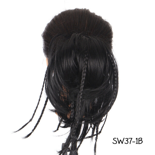 Pedaço de cabelo bagunçado elástico para mulheres, extensões Chigon Ponytail, trança despenteado, 7"