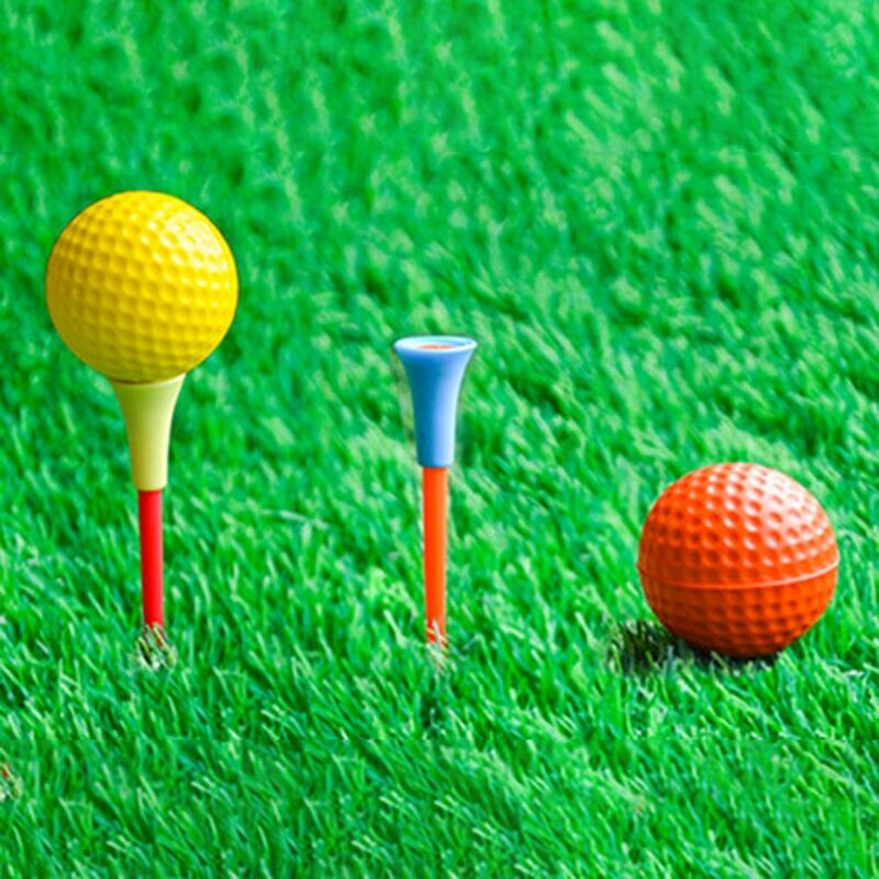 50 sztuk/partia 42mm/54mm /70mm koszulki golfowe dwuwarstwowy uchwyt na piłeczkę do golfa w różnych kolorach lekka plastikowa piłka treningowa do golfa