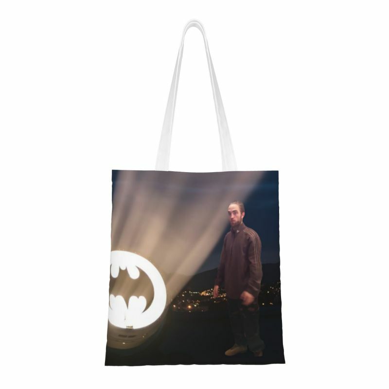 Recycling Robert Pattinson Shopping Bag Women Canvas Shoulder Tote Bag Portable British Actors Grocery Shopper Bags