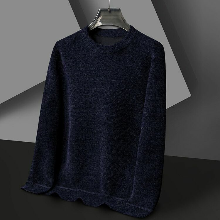 2023 Korean Version of The Autumn New Padded Middle-aged Round Neck Pullover Solid Color Sweater Man Sweaters for Men
