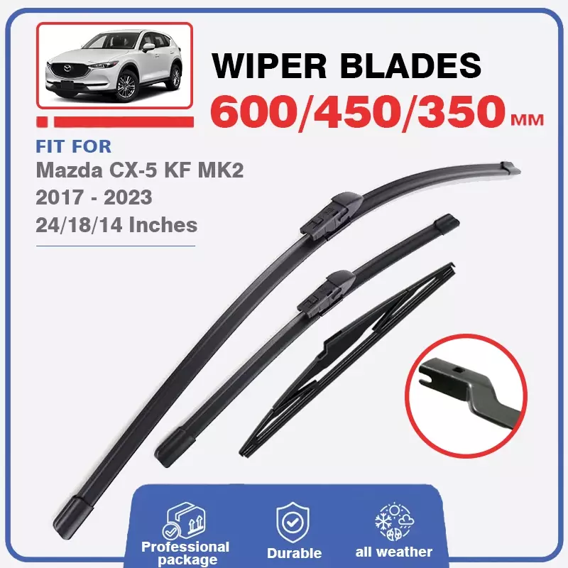 Set Wiper Blades untuk Mazda CX5 CX-5 CX 5 KF MK2 Wiper Kaca Depan Belakang Depan Window 2017 2018 2019 2020 2021 2022 2023
