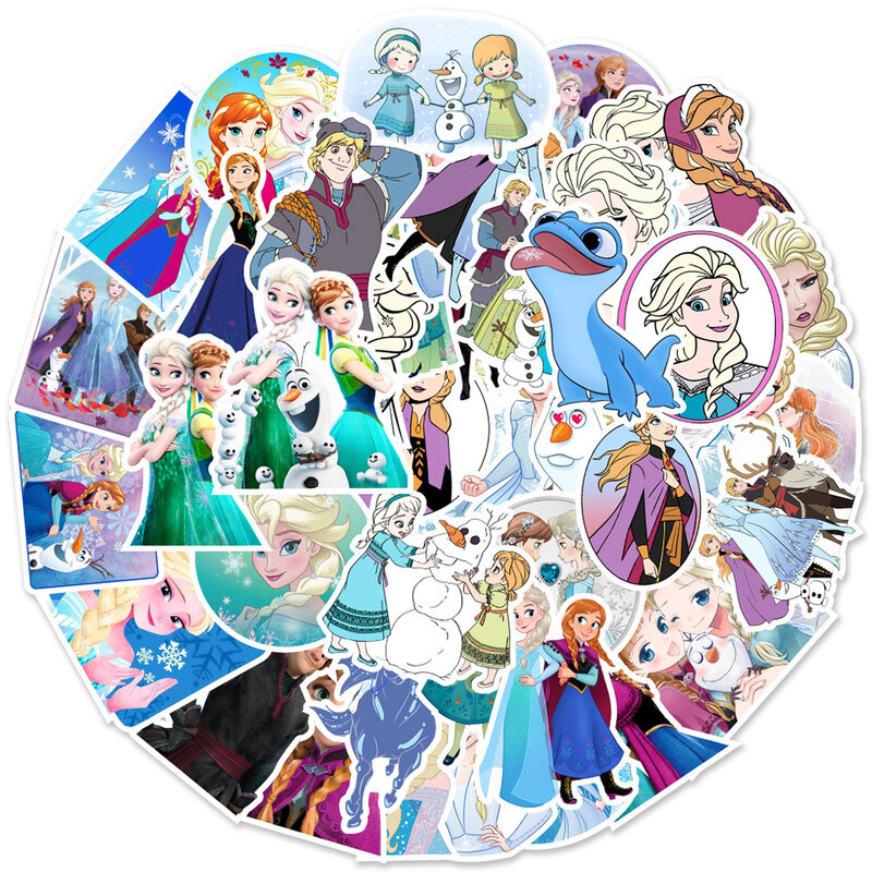 10/30/50pcs Disney Cartoon Frozen Elsa Stickers Cute Anime Princess Graffiti Sticker Phone Water Bottle Diary Decal for Kids Toy