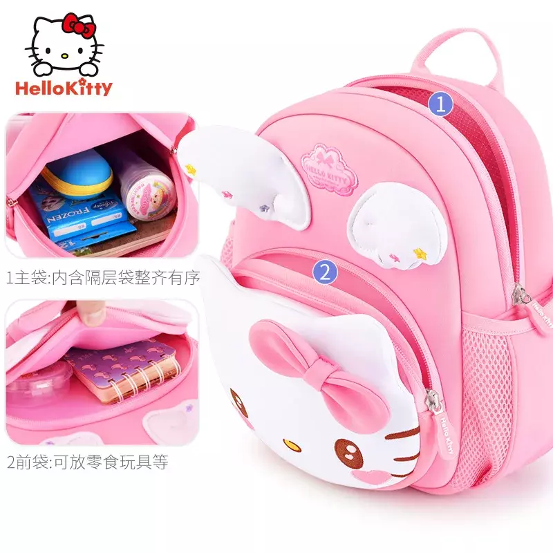 Sanrio mochila escolar de Hello Kitty para estudiantes, bonita mochila de gran capacidad con almohadilla de hombro para niños, dibujos animados ligeros, nueva