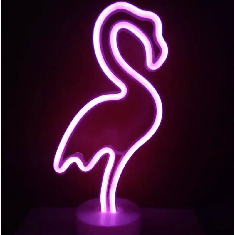 Flamingo Led Neon Light Coconut Tree Cactus Heart Shape Lamp Stand Colorful Home Room Decoration Christmas Night light