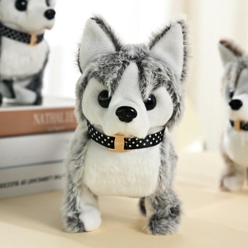 Simulado elétrico Husky Dog Plush Toy, companheiro de aniversário divertido calmante para meninos