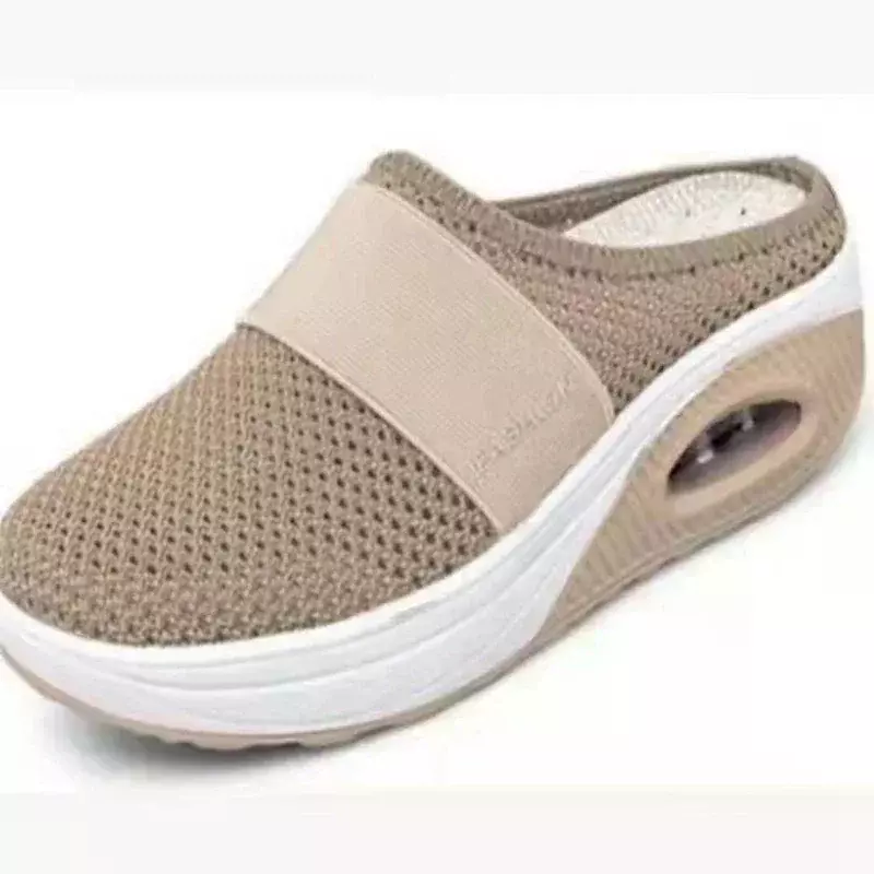 Женские кроссовки на нескользящей подошве, дышащие сетчатые шлепанцы для прогулок, повседневная обувь на платформе, 2024