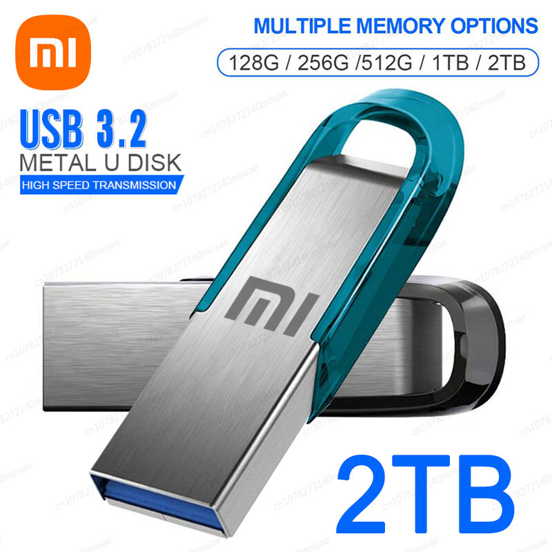 Xiaomi-Clé USB 3.2 2 To 1 To Pen Drive 512 Go 64 Go Haute Vitesse Pen Drive Métal Étanche Clé USB FlashDisk Adaptateur TYPE-C