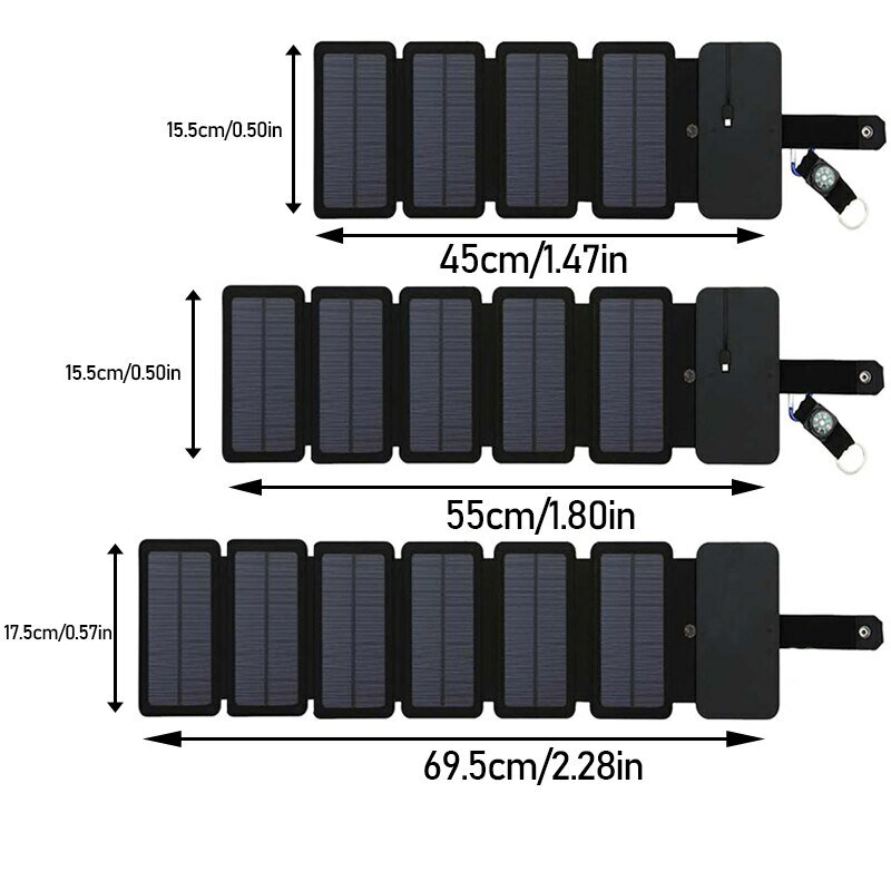 แผงชาร์จพลังงานแสงอาทิตย์พกพาได้อเนกประสงค์กลางแจ้งเอาท์พุท1A 5V อุปกรณ์ USB อุปกรณ์ตั้งแคมป์พลังงานสูง