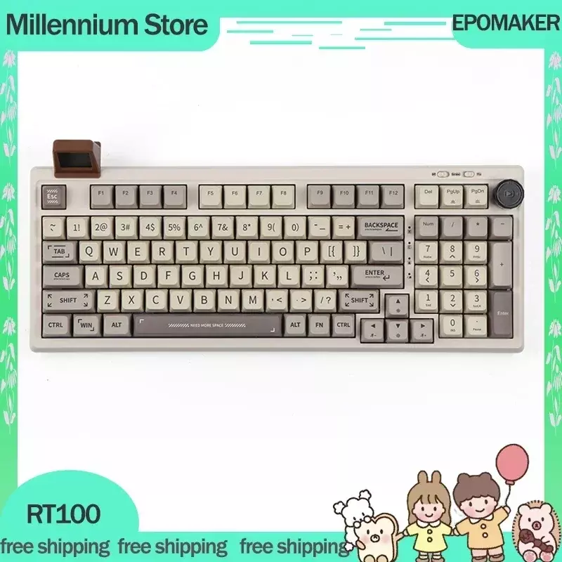 EPOMAKER RT100 Mechanical Gamer Keyboard 3Mode USB/2.4G/Bluetooth Wireless Keyboard 97key RGB Gasket Customizable Keyboards Gift