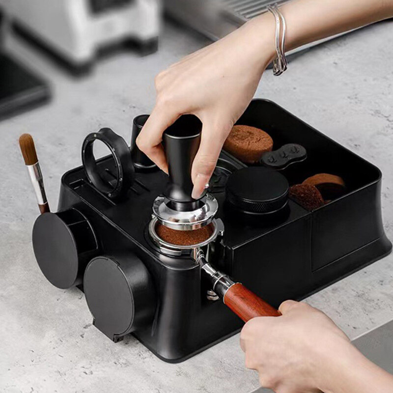 51/53/58mm ABS Coffee Portafilter Rack Distributor Holder Espresso Tamper Mat Stand Espresso Knock Box Coffee Accessories