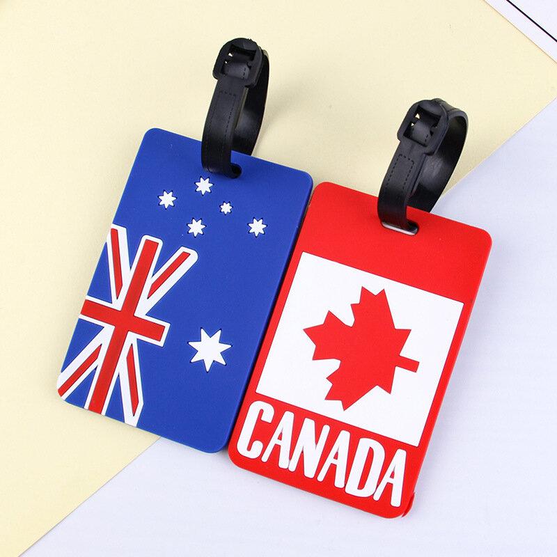 Travel Accessories Creative National Flag PVC Luggage Tag Women Men Portable Label Suitcase ID Address Holder Baggage