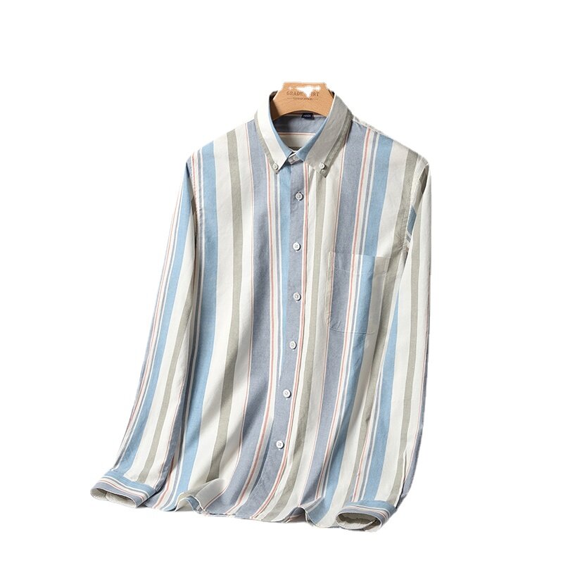 Camisas informales de manga larga para hombre, 100% algodón, Oxford, ropa de negocios, nueva moda, otoño y primavera, 2024