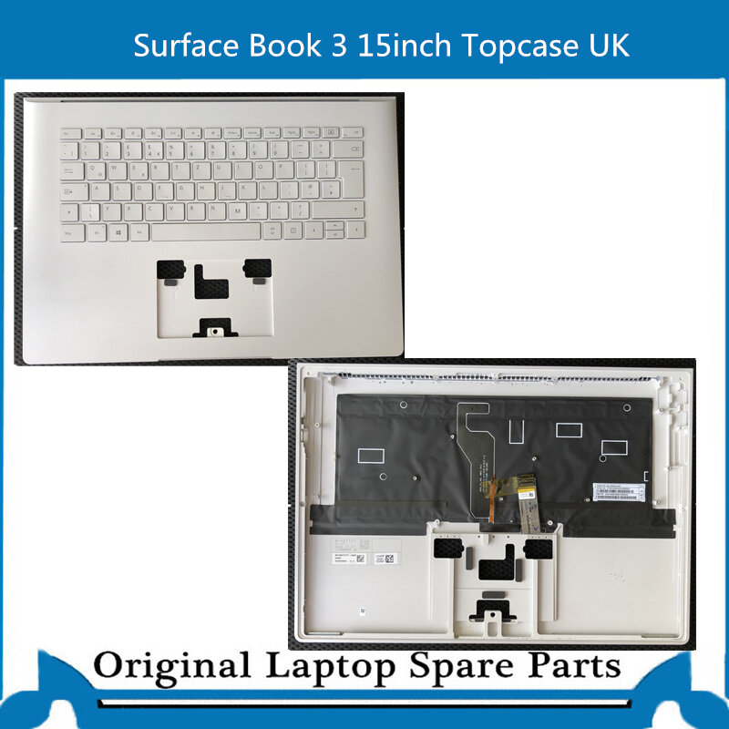 Original สำหรับ Microsoft Surface Book 3 1907 Topcase คีย์บอร์ด15นิ้ว UK Sliver