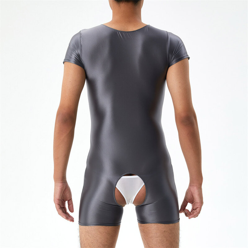 Bodysuit pakaian dalam Bodystocking Bodysuit Glossy jumpsuit pria Polyester Romper Singlet olahraga Leotard Tank Top baru