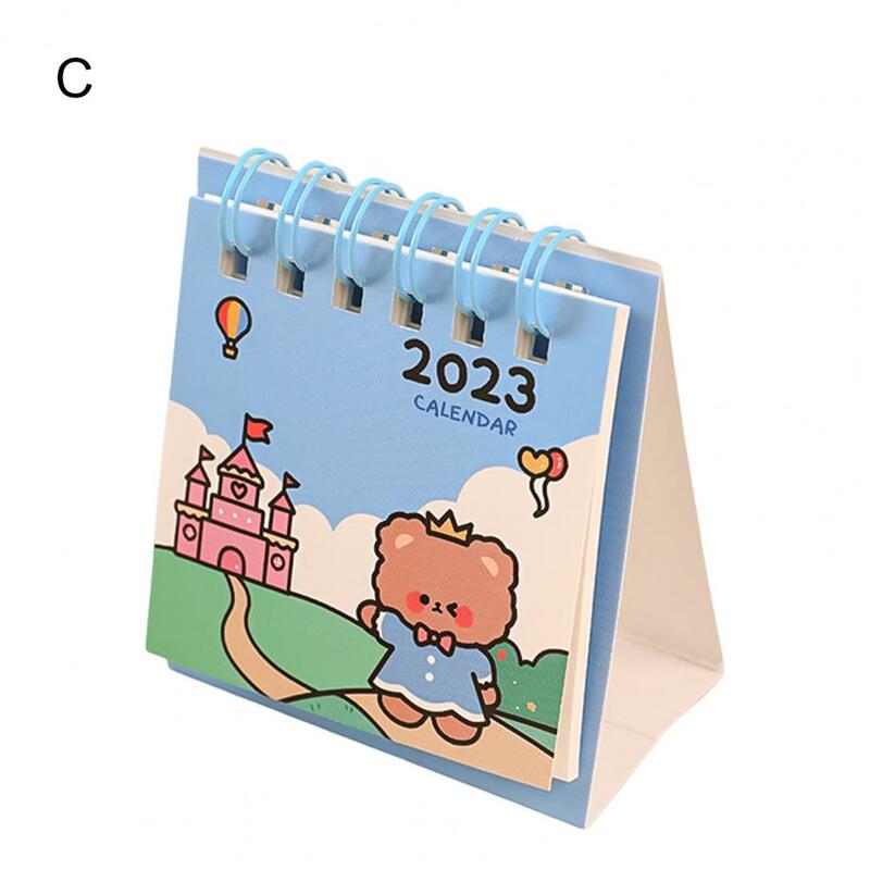 Kalendarz biurkowy lekki Mini kalendarz elastyczny dekoracyjny przydatny 2023 śliczny kreatywny gładka strona toczenie Mini kalendarz biurkowy