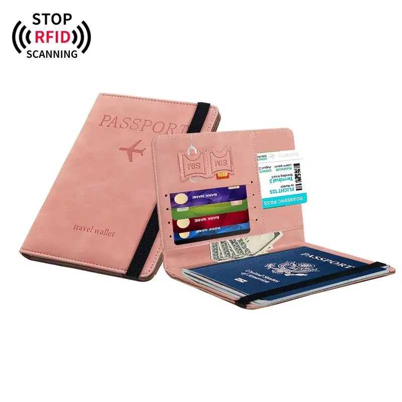 PU RFID Passaporte Tampa, Cartão de Crédito Carteira, documento à prova d'água, Bandagem do negócio, Titular do passaporte, Viagem Multifunction Protector