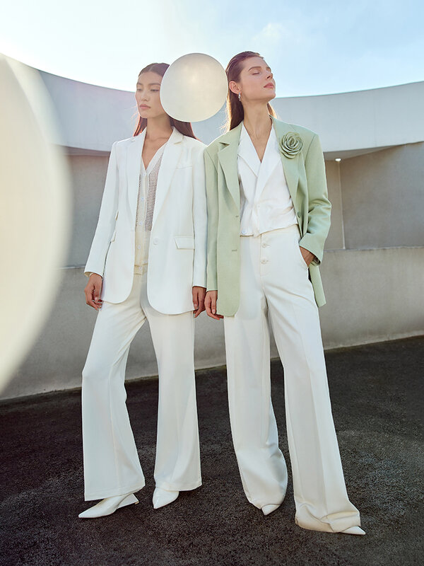 AMII-Chaqueta minimalista para mujer, abrigo suelto UV básico con muescas, Blazer Midi liso, Otoño, 2023