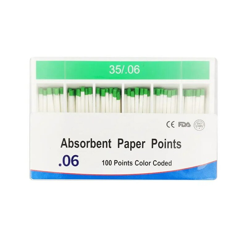 0.06 Taper Dental Absorbent Paper Points 20# 25# 30# 35# 40# Paper Points Cotton Fiber Root Canal Absorption Dental Materials