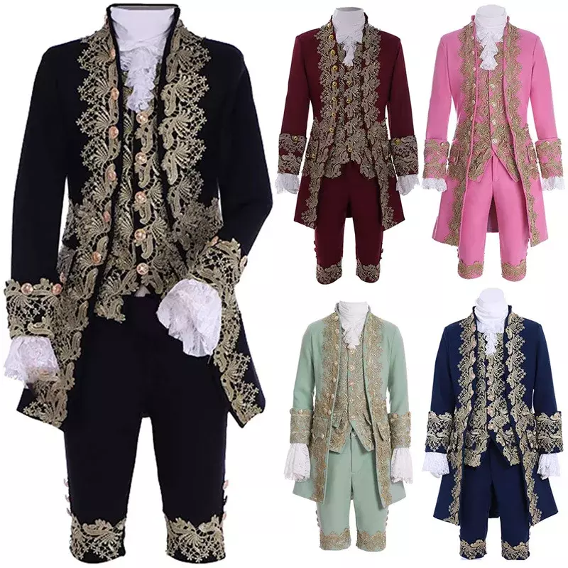 ビクトリア朝のシックなコスプレコスチューム、中世のコート、男性の衣装、エレガント、エネルギーストラット、18世紀