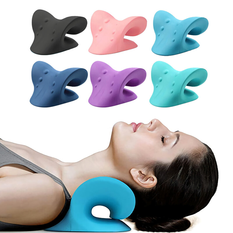 Массажная подушка для шеи и плеч, Растяжитель шейного отдела, хиропрактика, устройство для облегчения боли, выравнивание шейного позвоночника