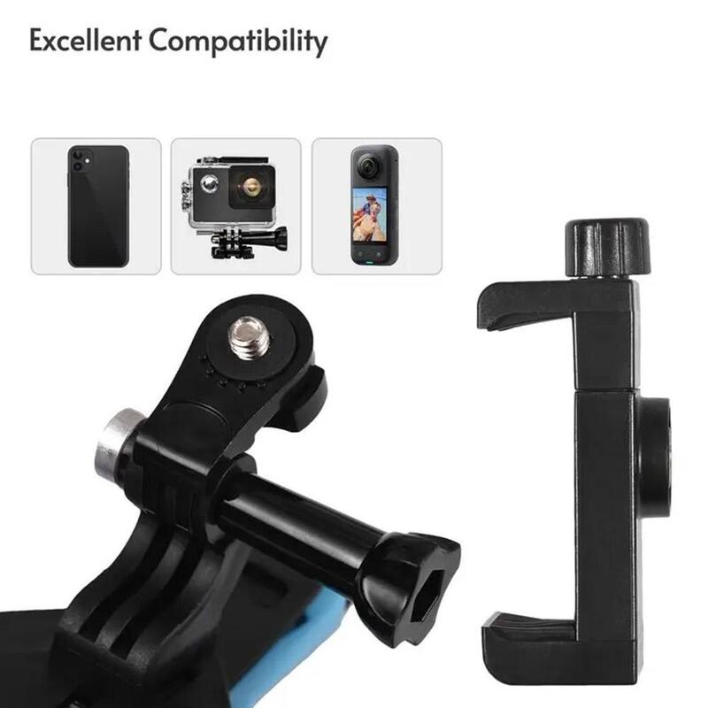 خوذة دراجة نارية حزام الذقن حامل مثبت مع مشبك الهاتف ، حامل الهاتف المحمول كامل الوجه ، GoPro Hero 11 ، 10 ، 9 ، كاميرا الحركة