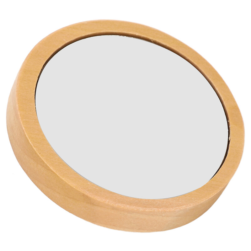 Espejo de madera portátil, espejo redondo con bordes para cosméticos, reflejo claro, aerodinámico, hierba, árbol