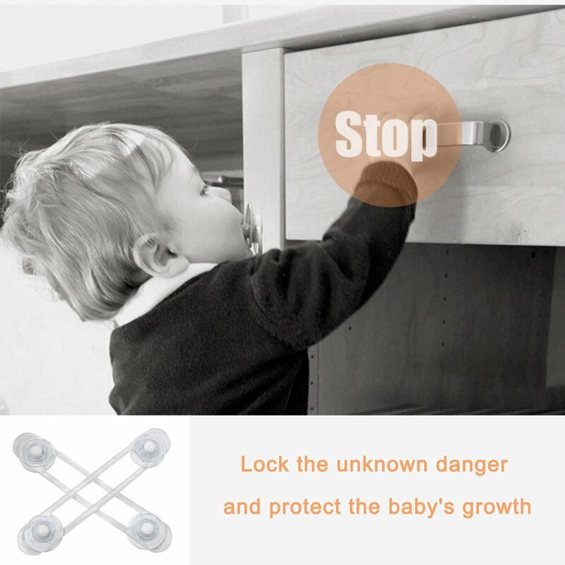 Refrigerator Door Lock Transparent Strap Shaped Drawer Locks Newborn Safety Cabinet Lock For Children Kids Finger Protection