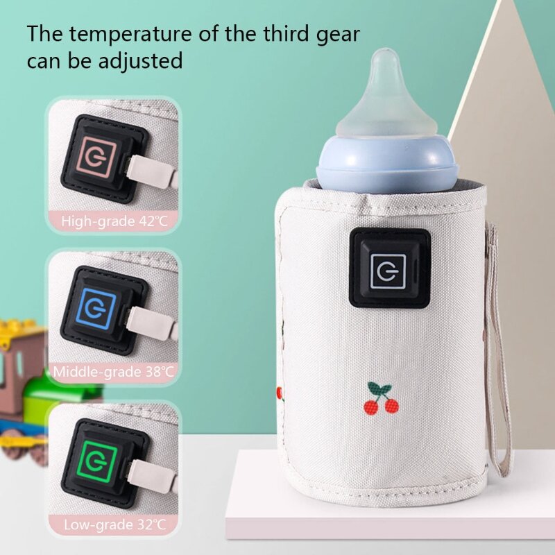 Draagbare Usb Baby Fles Warmer Tas Reizen Melk Warmer Baby Voeding Fles Thermostaat Voedsel Warme Hoes