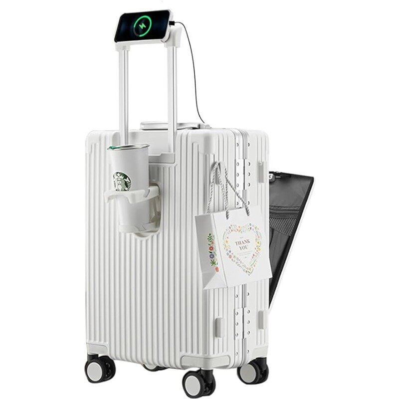 Чемодан, встроенный чемодан TSA для переноски, с держателем для чашки, USB-портом и держателем для телефона, размеры 18 дюймов/20 дюймов/24 дюйма