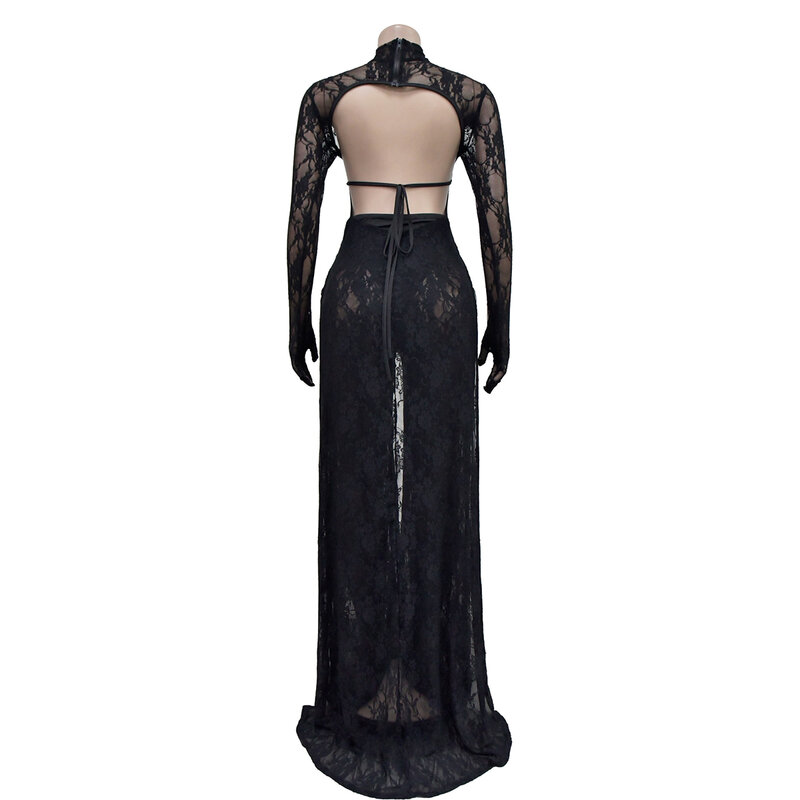Сексуальный кружевной прозрачный женский комбинезон с открытой спиной, Новинка лета 2024, модное вечернее платье для ночного клуба