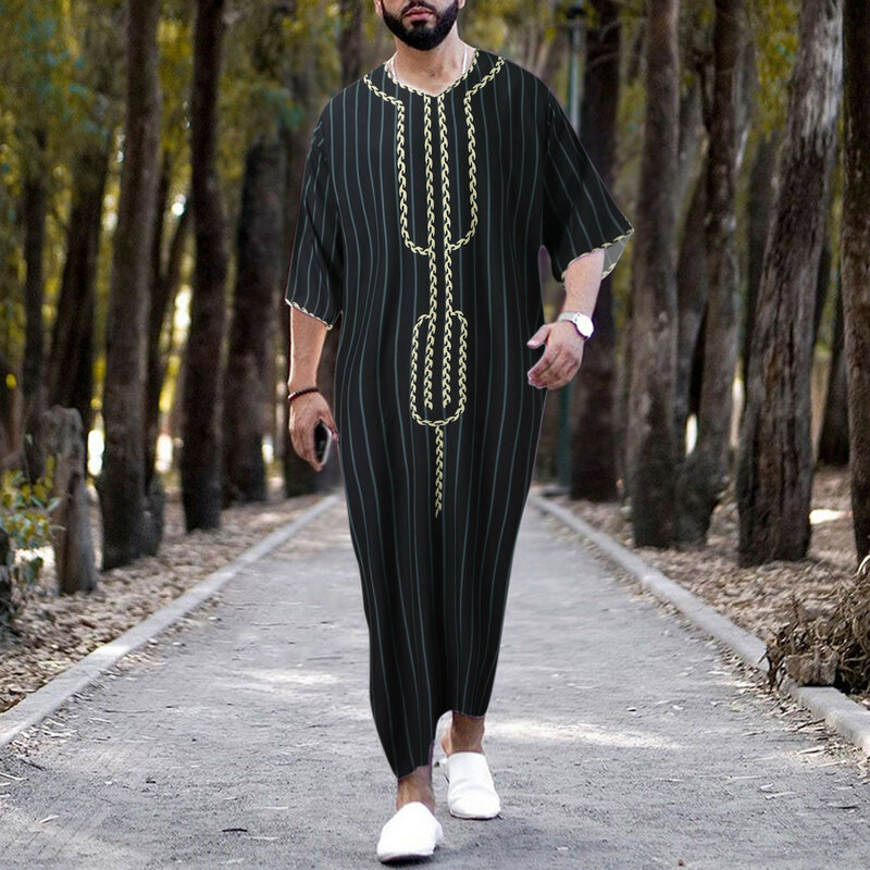 2023 Homens Jubba Thobe Roupas Islâmicas Ramadan Mens Abaya Vestido Longo Robe Saudita Desgaste Musulman Caftan Jubah Dubai Vestido