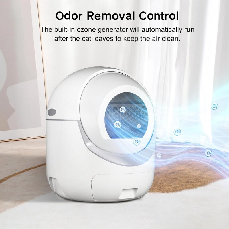Self cleaning cat litter box, automatic cat litter box with app control odor removal safety protection for multiple cats