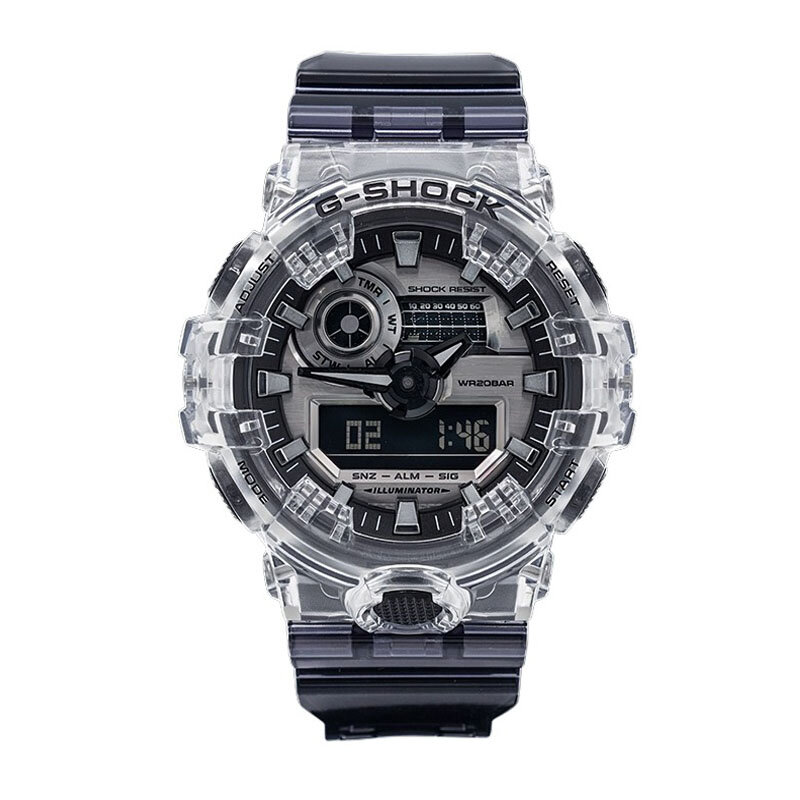 G-SHOCK นาฬิกาผู้ชายซีรีส์แฟชั่นลำลอง, นาฬิกาควอทซ์ไฟ LED กันกระแทกจอแสดงผลคู่
