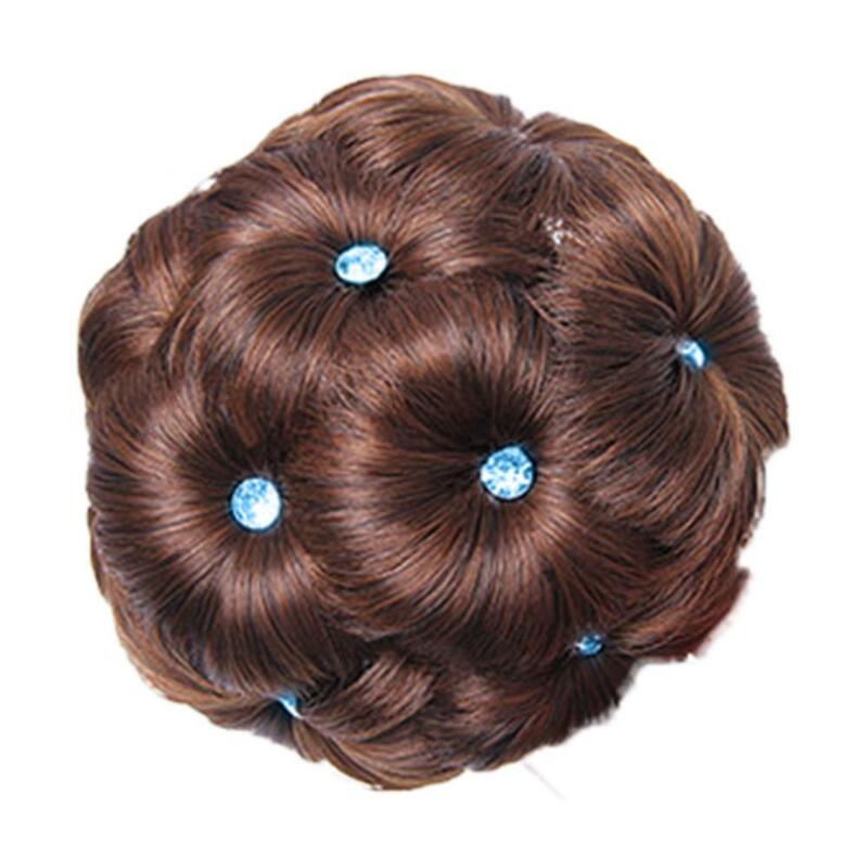 9-kwiatowy syntetyczny kok ze sztucznego kryształu Syntetyczny roztrzepany kok Chignon Donut Przedłużanie włosów Elastyczny ślubny pączek Chignon Scrunchie