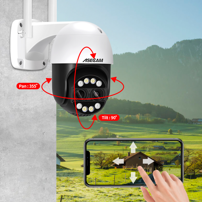 8MP camera video surveillance Double Lentille 2.8mm -12mm 8X Zoom 4K WiFi PTZ IP Caméra Extérieure AI Suivi Humain 2 Voies Audio Domicile Intelligente camera exterieur sans fil