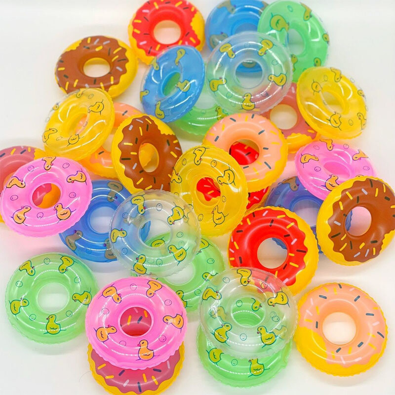 Mini anillos de natación inflables para niños, juguetes de juegos acuáticos, anillos de natación para niños, donuts, pequeño pato amarillo, juguete de patrón