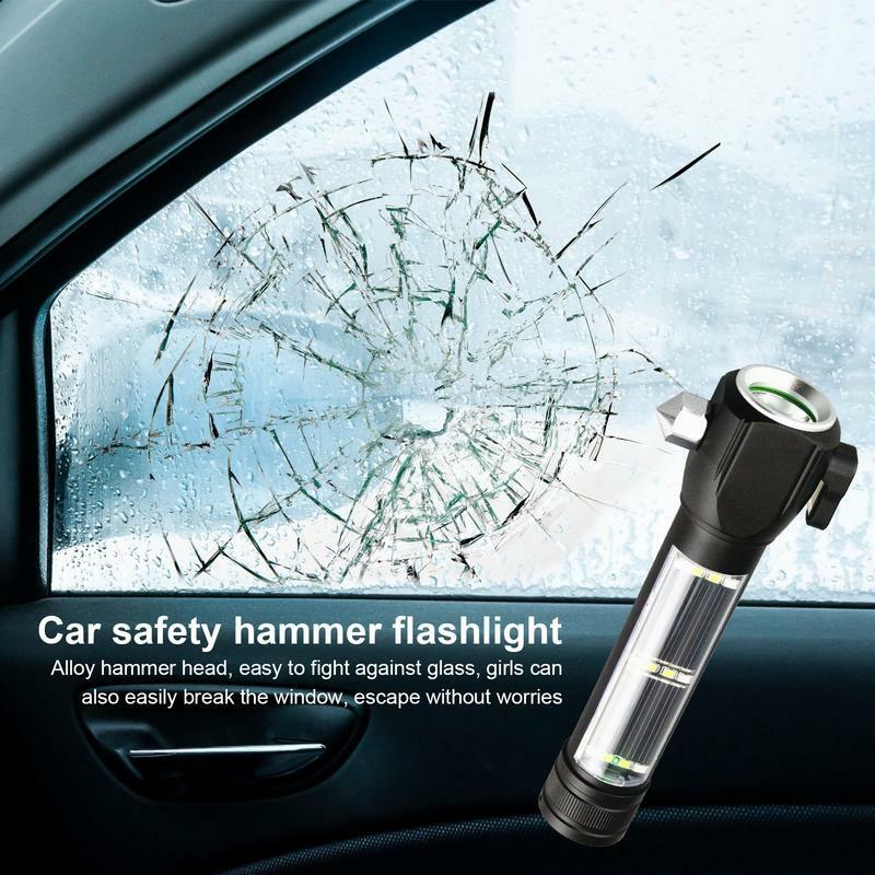 다기능 자동차 안전 망치, 고휘도 경고 손전등, 자동차 탈출 도구, 창문 차단기 및 안전벨트 커터 포함
