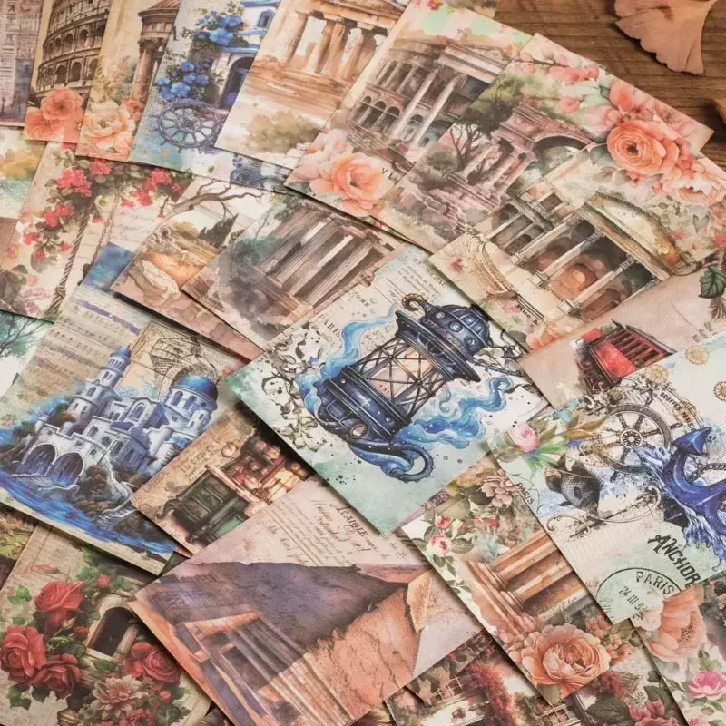 30 fogli di carta materiale Vintage da viaggio in tutto il mondo quaderni appiccicosi che scrivono ritagli decorativi manuale tagliato 14*10CM