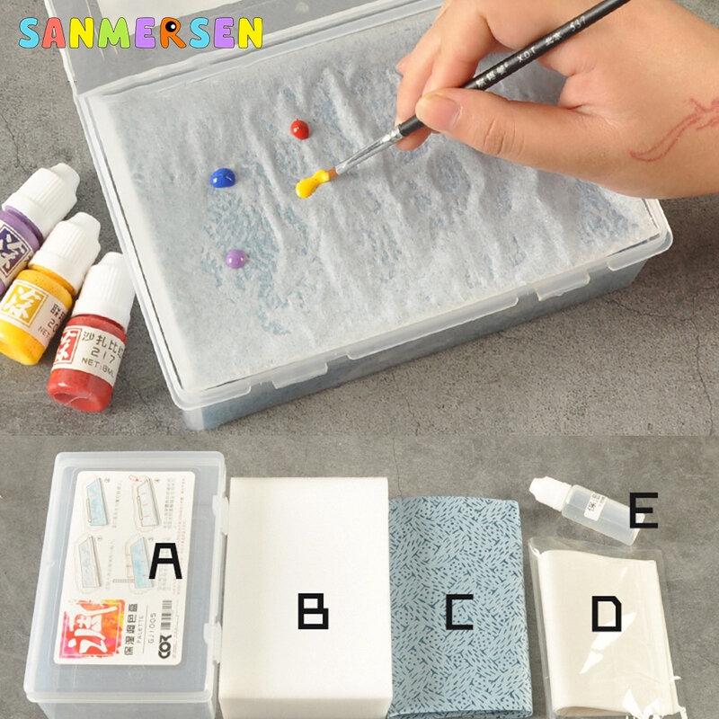 Modelowe pudełko na mokro taca z papierem do prowadnic z motywem do malowania rękodzieła narzędzia DIY naklejki nawilżające pudełko