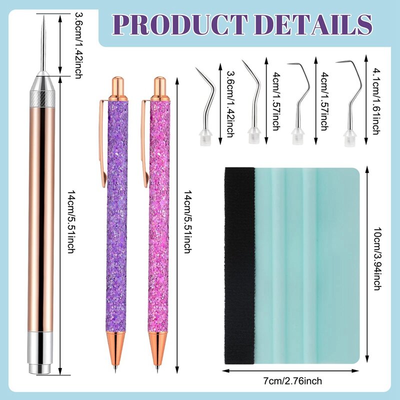핀 펜 비닐 제초 도구 키트, 비닐 LED 제초 도구, 비닐 조명, 펜 헤드 5 개, 공기 방출 펜 2 개, 비닐 스퀴지 2 개, 10 개