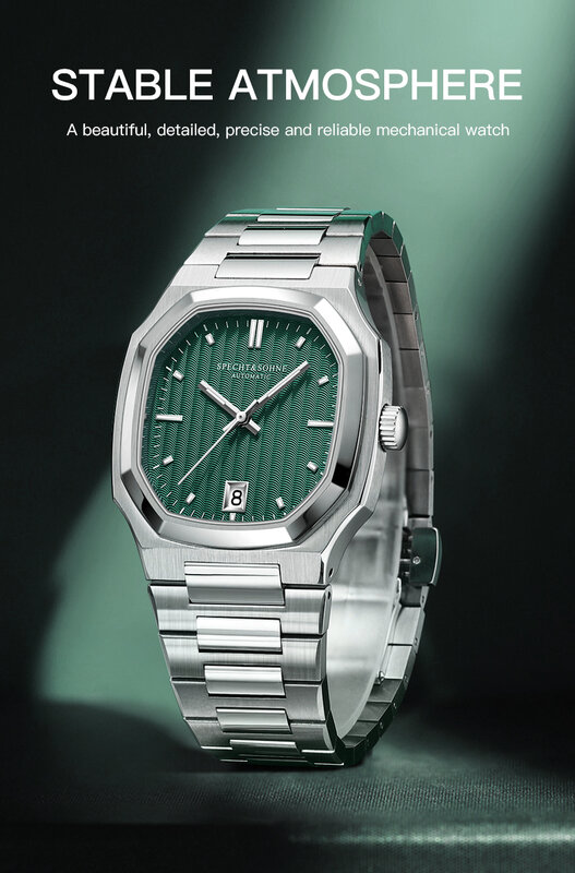 2024 Specht & Sohne Horloge Bruine Kleur Automatische Horloges Voor Mannen Japan Nh35 Movt Saffier Kristal Roestvrij Staal 50M Waterdicht