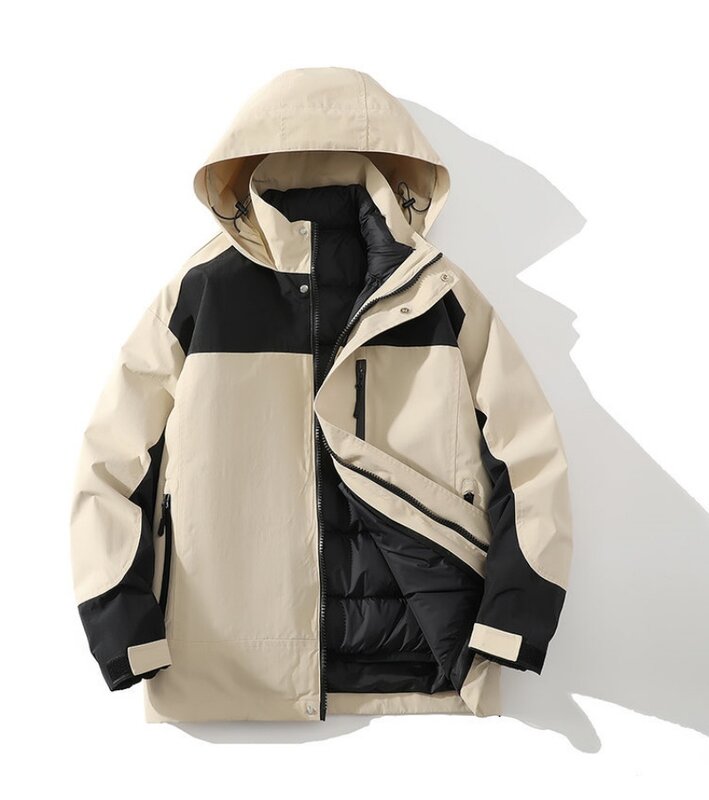 Chaqueta deportiva gruesa de felpa para hombre, chaleco desmontable con mangas cerradas, estilo militar, color caqui, invierno, novedad de 2023