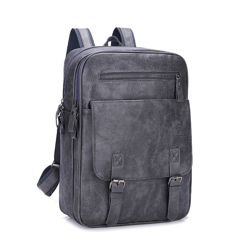 Tas punggung pria kulit PU antik tas sekolah siswa kapasitas besar untuk anak laki-laki tas Laptop Fashion ransel perjalanan olahraga pria