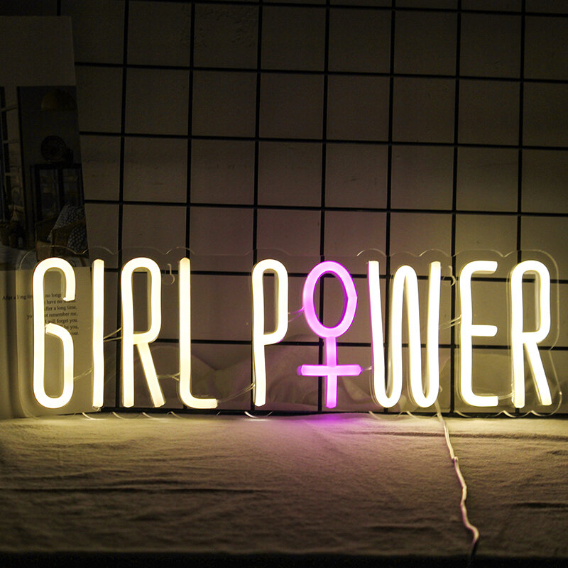 Enseigne au néon LED Girl Power Wall Face Art, lampes pour chambre, boutique, bar, cadeau de Noël, USB, acrylique, lettre personnalisée