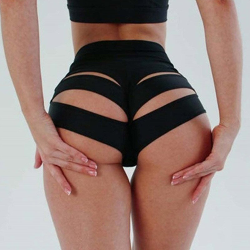 Women Soft High Waist Skinny Fitness Shorts Summer Sexy Underwear Hollow Out Shorts Casual Beach Female Shorts