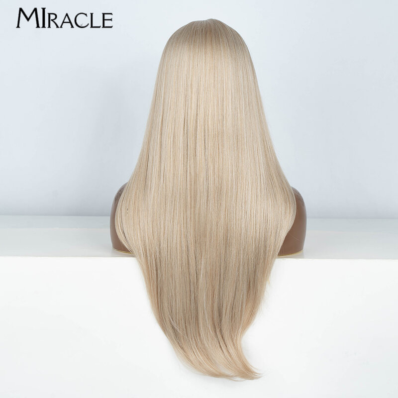 MILAGRE-peruca reta longa para mulheres, sintético, preto, gengibre, marrom, loiro, resistente ao calor, cosplay, peruca dianteira de renda
