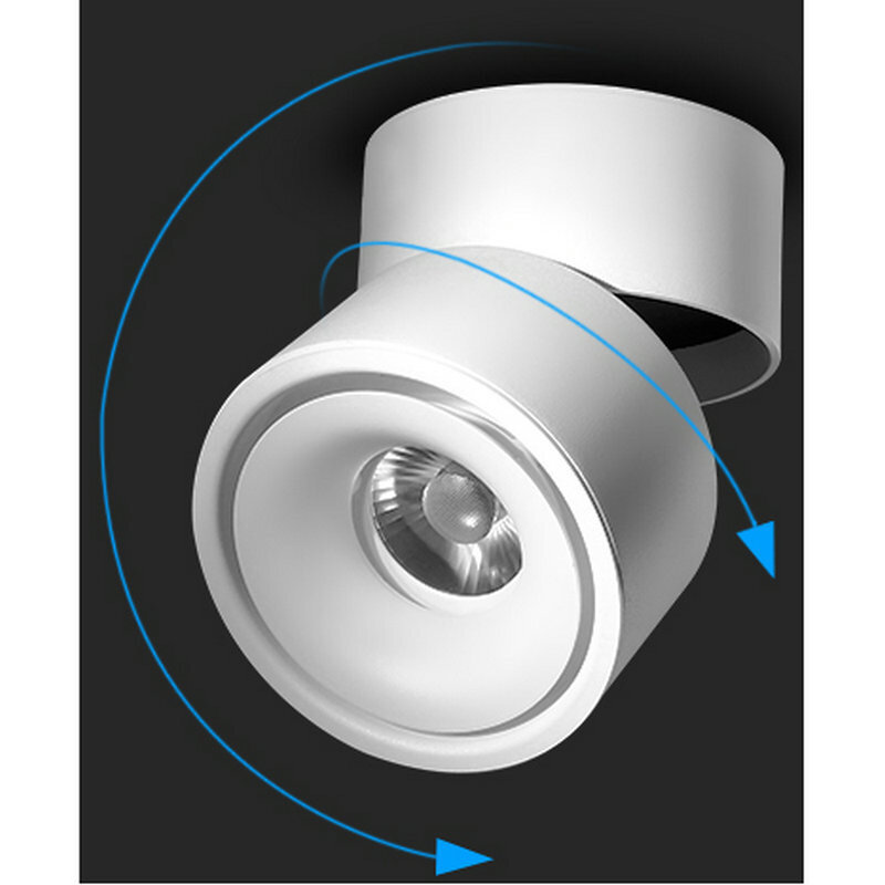 Składany reflektor obrotowy 7W10W okrągłe montowane na powierzchni reflektor punktowy czarny dwuwarstwowy lampara techo