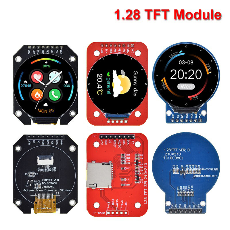 DIYTFT Display 1.28 inci modul Display LCD TFT bulat RGB 240*240 GC9A01 Driver 4 kawat antarmuka SPI 240x240 PCB UNTUK Arduino