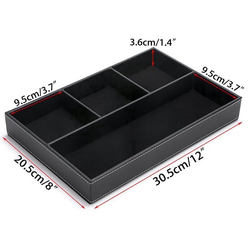 2x4 отделения, Настольный ящик-органайзер, искусственный ящик для хранения, черный цвет